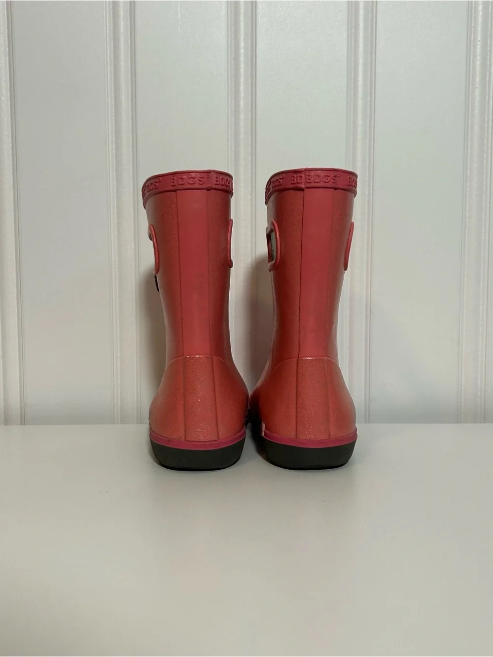 Bogs pink glitter rubber rain boots